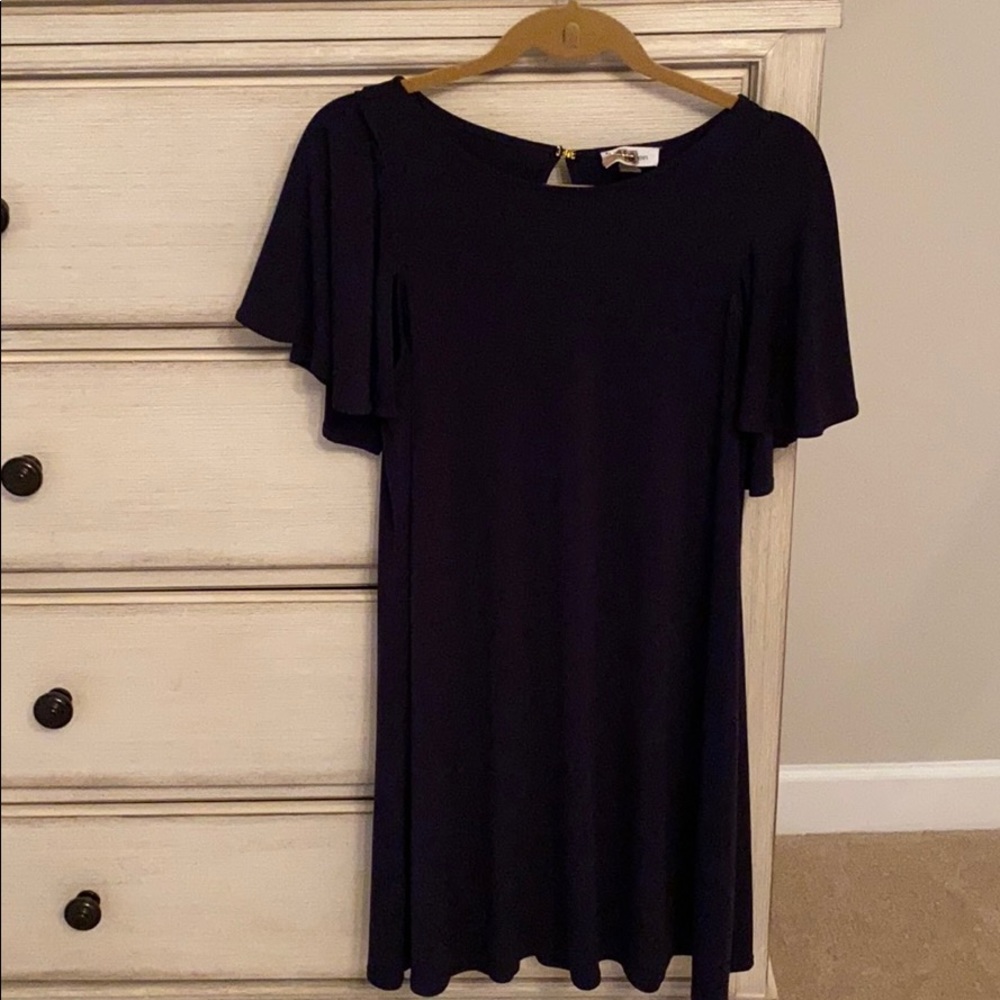 Calvin Klein Navy Blue Flutter Short Sleeve Swing Dress Size 6
